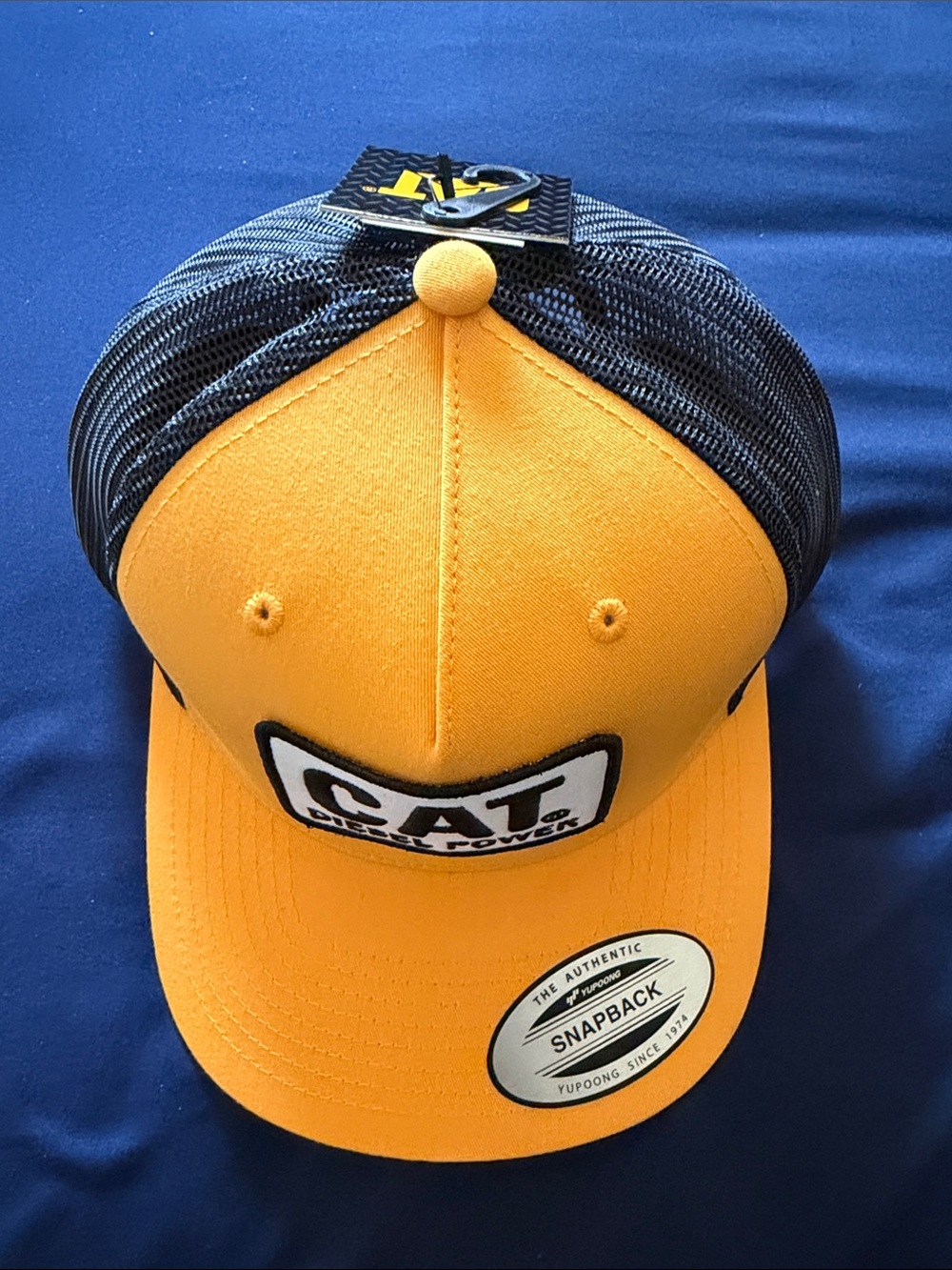 Caterpillar Yellow and Black Mesh Kids Snapback Hat